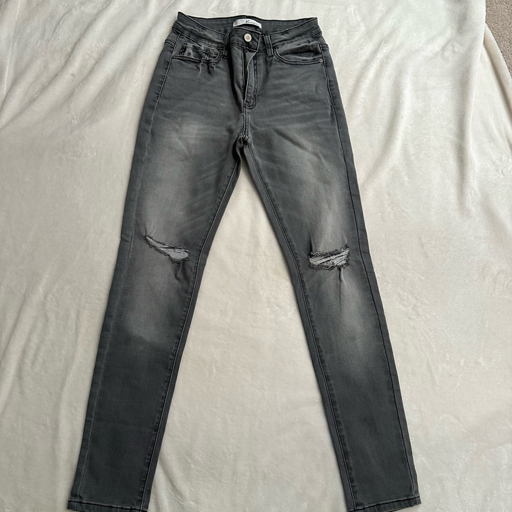 KanCan Charcoal Distressed Skinny Jeans